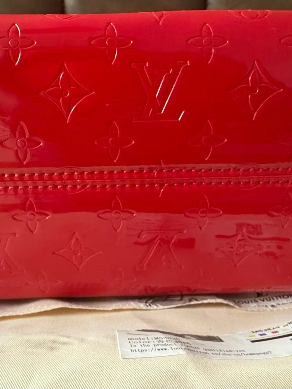 INSPIRED Medium Red Monogram Patent Tote